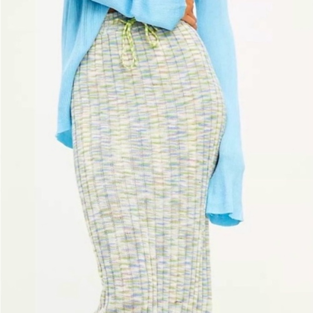 Free People Blue & Green, Crochet, Midi Skirt - NWOT